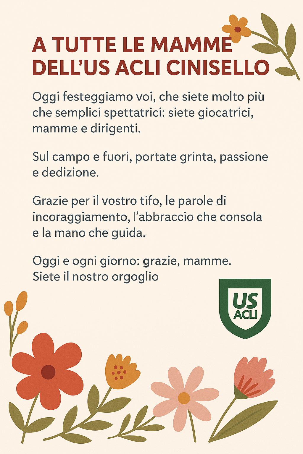 A tutte le Mamme dell’US ACLI Cinisello